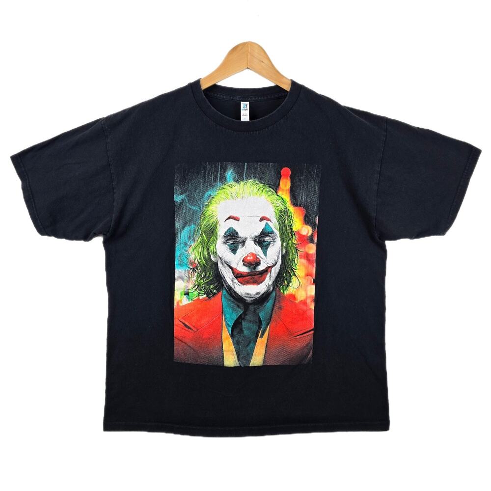 The Joker Movie Joaquin Phoenix Tee Black T-Shirt Size XL Batman‎ DC Comics